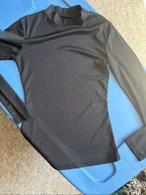 SHEIN Black Mock Neck Long Sleeve Top